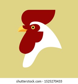 Chicken, rooster logo. Flat Elements. Vector illustration hen . Label for market, farm, zoo, veterinary clinic. Flat modern design. Stylized cock