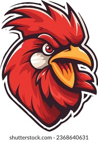 Ilustración de mascota con el logotipo de gallo de pollo, de alta calidad, 8.000