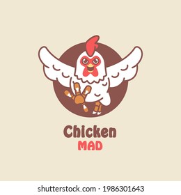 chicken rooster mascot logo cartoon illustration