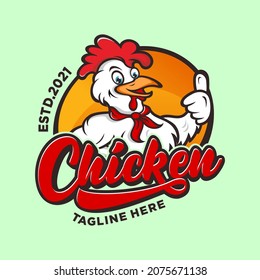 Chicken rooster mascot logo design 