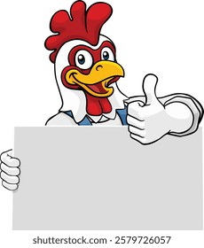 A chicken rooster plumber handyman plumbing construction cartoon mascot man holding a drain plunger tool.