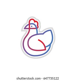Chicken or Rooster vector design abstract vector template linear style