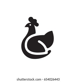 Chicken or Rooster vector icon for web, mobile and infographics icon isolated on white background.