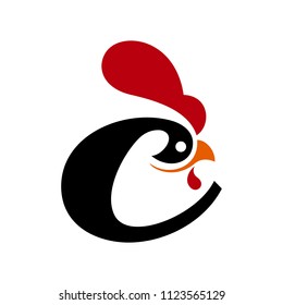 Chicken Or Rooster Vector Logo. 