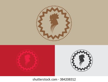 Chicken rooster vintage flat logo vector