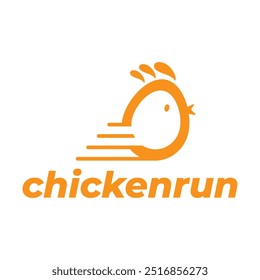 chicken run flat minimalist logo design