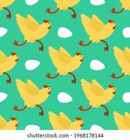 Chicken running pattern seamless. Chicken run background. vector texture