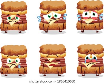 Chicken sandwich cartoon character with sad expression