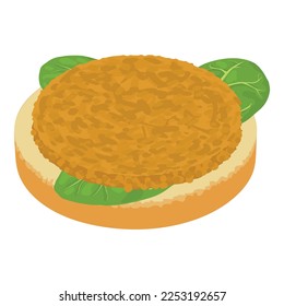Chicken sandwich icon isometric vector. Sandwich with chicken cutlet and spinach. Food concept, snack, appetizer