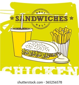 Chicken sandwich vector