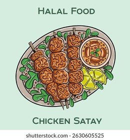 Chicken Satay Halal is a delicious grilled skewered chicken dish marinated in spices, served with a flavorful peanut sauce, and prepared according to Islamic dietary laws.