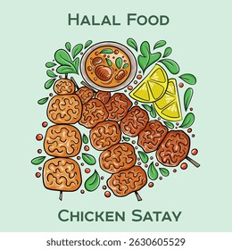 Chicken Satay Halal is a delicious grilled skewered chicken dish marinated in spices, served with a flavorful peanut sauce, and prepared according to Islamic dietary laws.