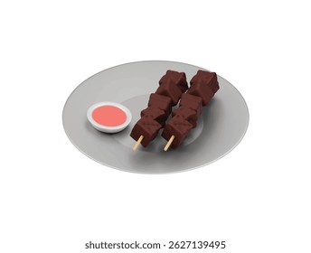  chicken satay icon 3d illustration render