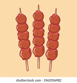 Chicken satay indonesian food vector