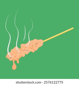 chicken satay. chicken satay with peanut sauce. typical Indonesian food. vector illustration. culinary theme