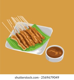 Chicken satay, a typical Indonesian food