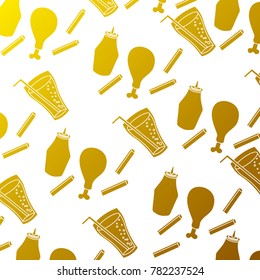 chicken sauce fries soda fast food seamless pattern