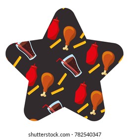 chicken sauce fries soda fast food seamless pattern