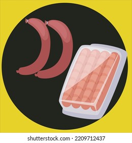 chicken sausage and beef sausage vector illustration