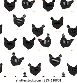 Chicken seamless background vector illustration. Bird pattern design. Animal print.