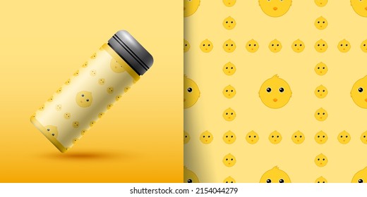 Chicken seamless pattern with bottle