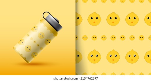 Chicken seamless pattern with bottle