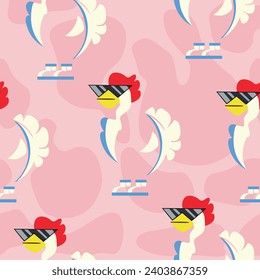 Huhn, Nahtloses Muster mit Cartoon-Huhn