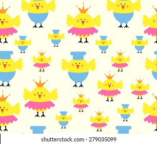 chicken seamless pattern. Cartoon character seamless pattern.
