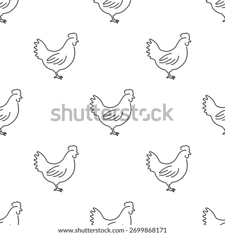 chicken seamless pattern isolated on transparent background.