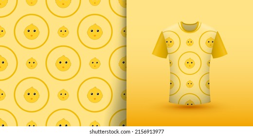 Chicken seamless pattern with shirt