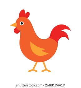 Chicken Searching for Food Vector Illustration on White Background