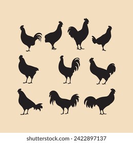Chicken set Clipart icon silhouette