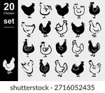 Chicken set. Collection icon chicken. Vector