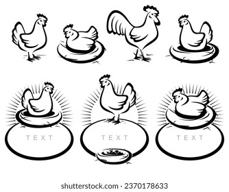 Chicken set. Collection icon chicken. Vector