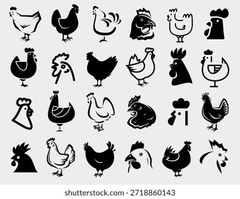 Chicken set. Collection icon chicken. Vector