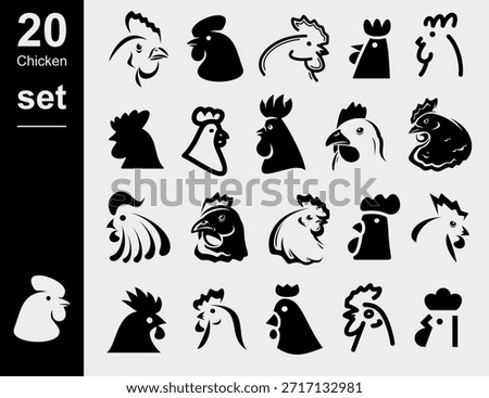 Chicken set. Collection icon chicken. Vector