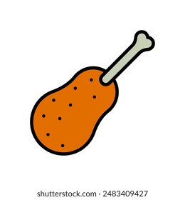 Chicken set icons. Fried chicken drumstick, roasted whole chicken, poultry, food, meal, cooking, dinner, culinary, protein, comfort food, homemade.