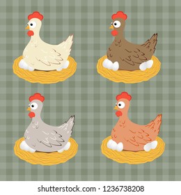 Chicken set. Vector illustration, isolated.