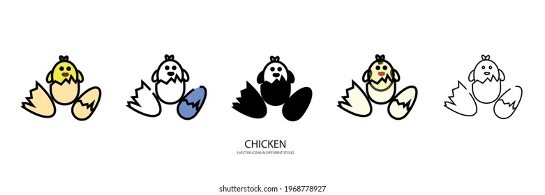 Chicken set vector type icon
