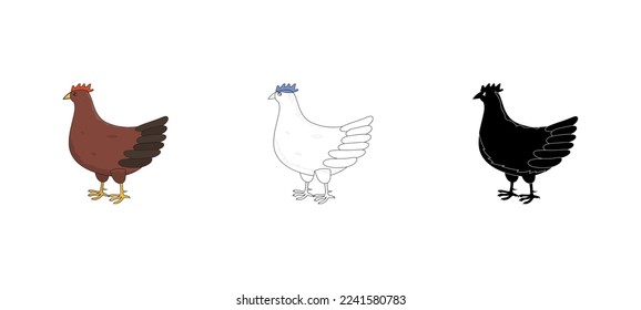 chicken set vector type icon