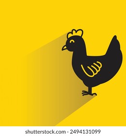 pollo con sombra sobre fondo amarillo