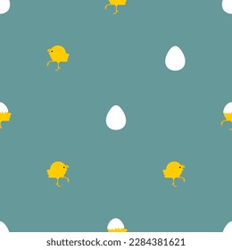 Chicken with shell pattern seamless. Farm bird background