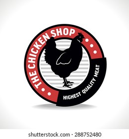 Chicken shop sign with silhouette of hen, vector illustration for design label