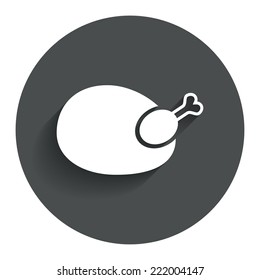 Chicken sign icon. Hen bird meat symbol. Circle flat button with shadow. Modern UI website navigation. Vector