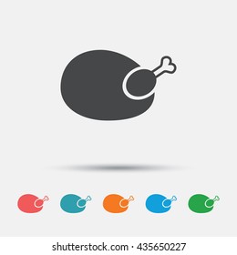 Chicken sign icon. Hen bird meat symbol. Graphic element on white background. Colour clean flat chicken icons. Vector