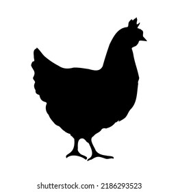 Chicken silhouette. Bird element in simple flat style isolated on white background. Vector symbol design from Farm collection.