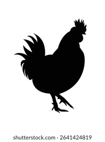 Chicken silhouette black background with white isolated