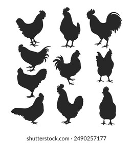 CHICKEN SILHOUETTE BUNDLE VECTOR DESIGN