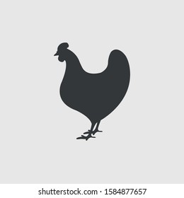 Chicken silhouette flat icon vector