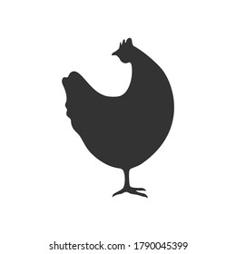 Chicken silhouette, flat icon. Vector illustration.
